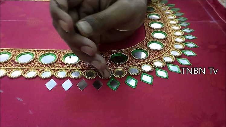 Mirror work blouses for pattu sarees | basic embroidery stitches tutorial for beginners,maggam work