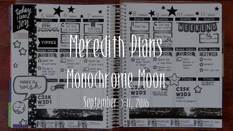 Plan with Me Stamping - Monochrome Moon, September 5-11, 2016