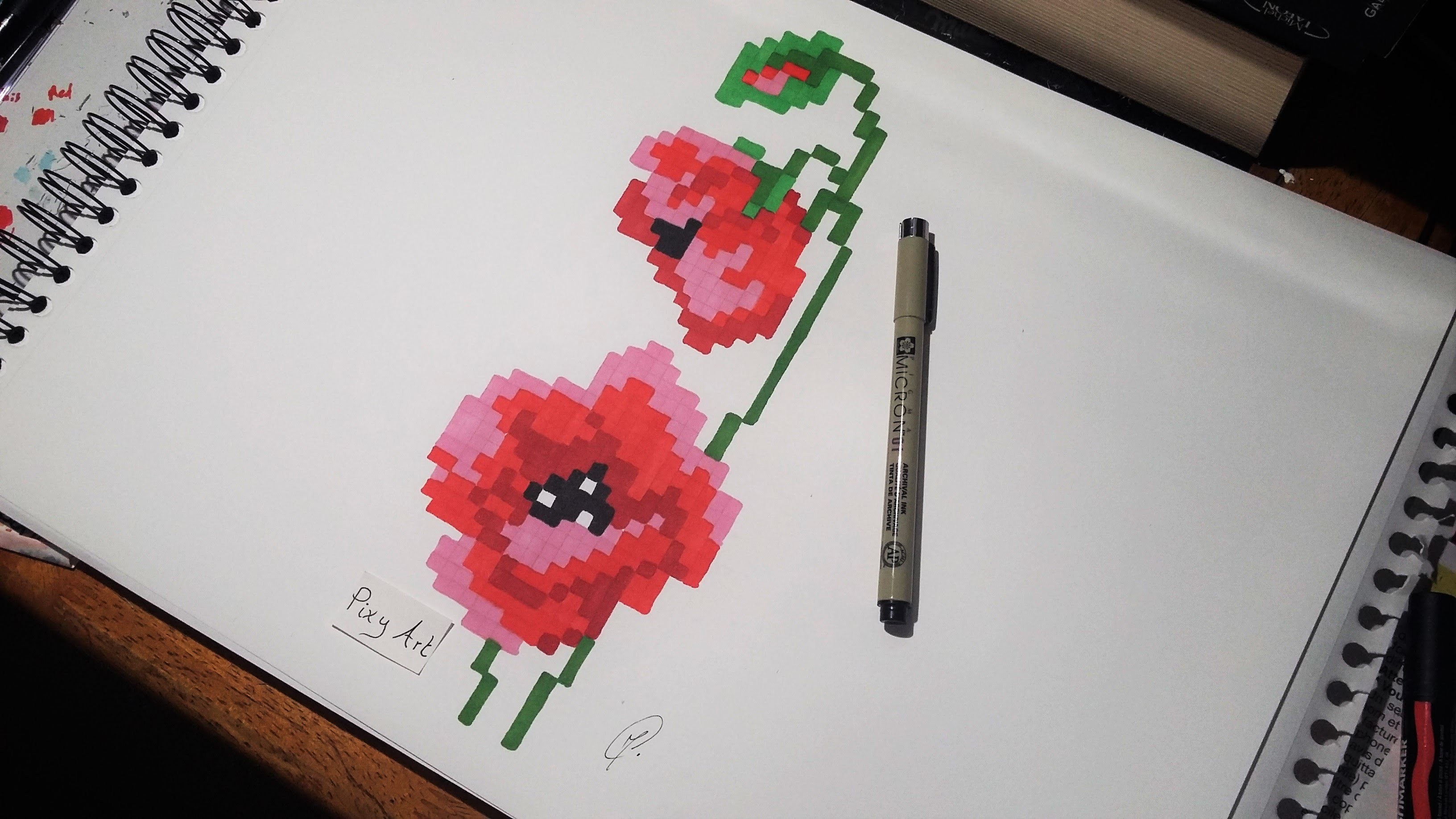 Poppies Drawing - Pixel Art