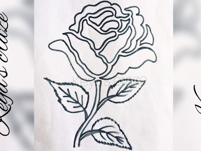 Rose drawing for handembroidery.stencil. fabric paint | rose drawing for dress | Keya's craze |150