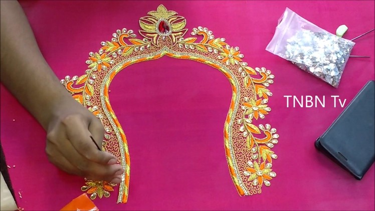 Simple maggam work blouse designs | embroidery for beginners stitches | aari work blouse designs