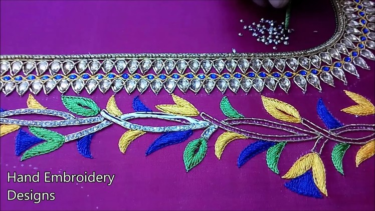 Simple maggam work blouse designs | basic embroidery stitches | designer blouse designs