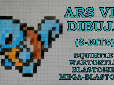 Speed drawing: Squirtle, Wartortle & Blastoise + Mega (8-bits)