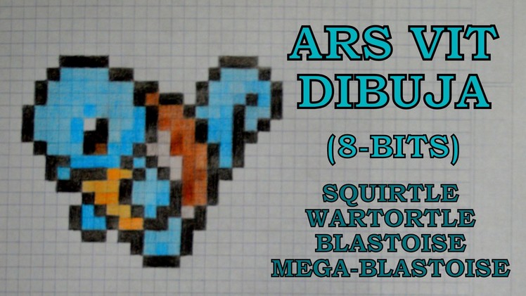Speed drawing: Squirtle, Wartortle & Blastoise + Mega (8-bits)
