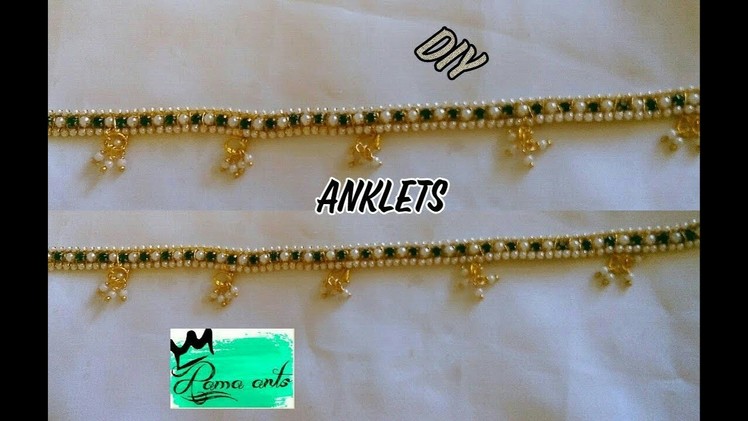 Trendy Anklets - Making with pearl and stone chain | jewellery tutorials