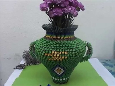 Vasija con flores naturales - Origami 3D