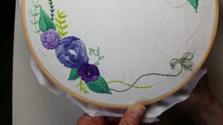 Vine stitching - back stitch and satin stitch