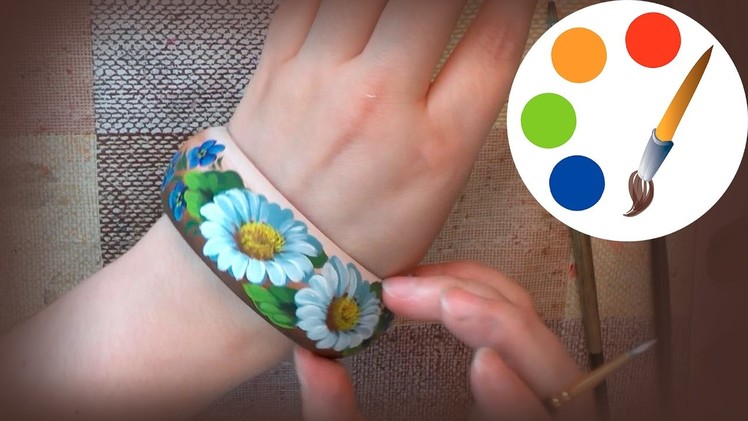 DIY  Bracelet for the summer, paint a flower with the filbert brush,  irishkalia