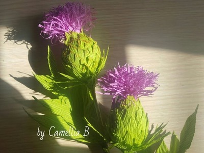 DIY craft tutorials - How to make thistle flowers by crepe paper
