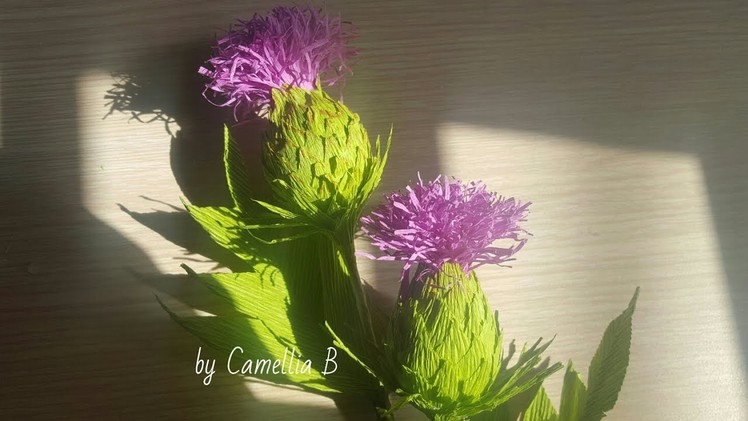 DIY craft tutorials - How to make thistle flowers by crepe paper