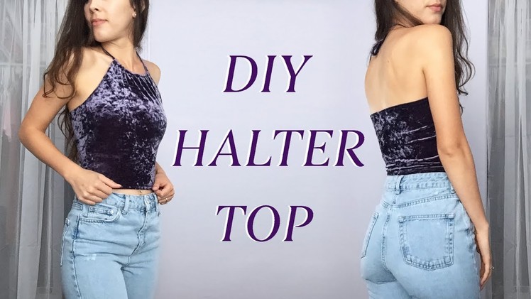 DIY Halter Crop Top - Upcycled From Thrifted T-Shirt