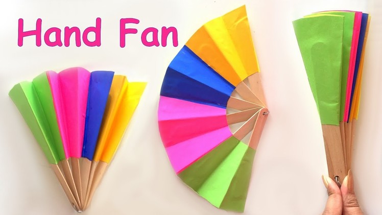 DIY - Homemade paper hand fan. best out of waste. kids craft ideas.