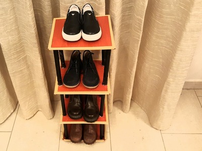 DIY: How to: Cardboard Shoe Rack. Shelf TUTORIAL---For kids Shoe