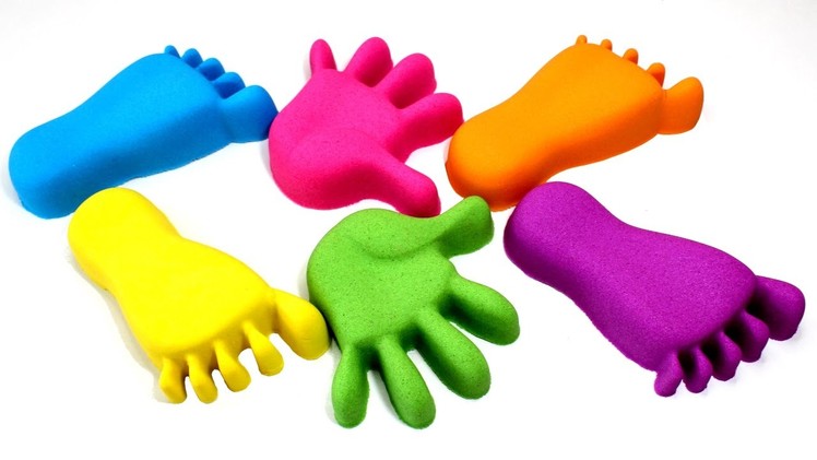 DIY Kinetic Sand Feet and Hands Learn Colors Kinetic Foam Surprise Eggs Opening for Kids