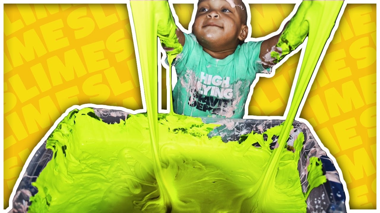 Diy mega fluffy slime ball gross giant slime monster attacks little boy 
