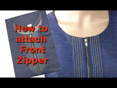 How to attach stylish front zipper DIY hindi tutorial, how to stitch kurti with front zipper