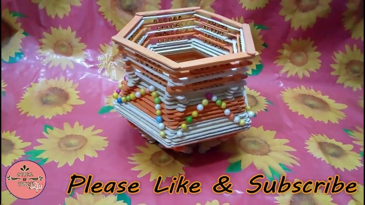 How to Make a Popsicle Stick Basket || Popsicle Stick Craft || Ice Cream Stick Craft