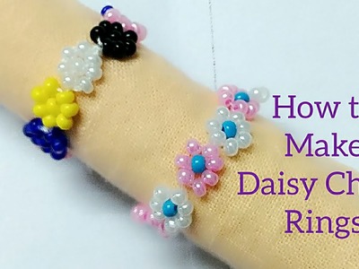 How to make seed bead daisy chain ring beginners diy tutorial in Hindi Eng. by dhanlaxmi handicraft