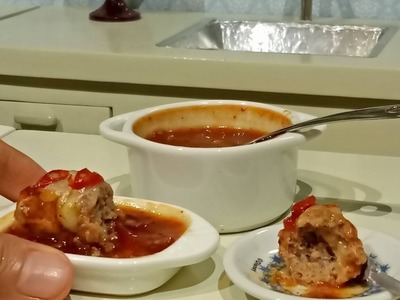 Mini Food: Mozzarella Stuffed Meatloaf (Miniature cooking) (ASMR) (DIY)
