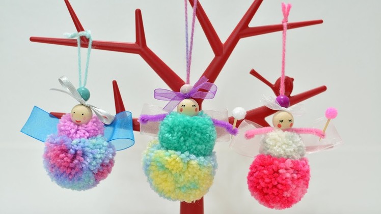 Pom Pom Fairies dolls diy yarn art craft how to make it handmade room decor ideas tutorial fun play