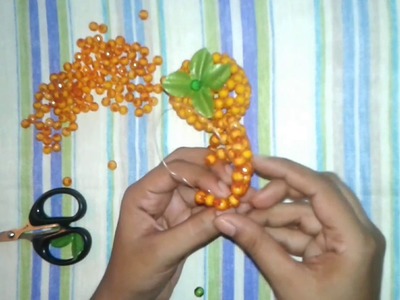পুতির কমলালেবু.How to make beaded fruit orange.Diy craft beaded
