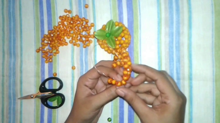 পুতির কমলালেবু.How to make beaded fruit orange.Diy craft beaded