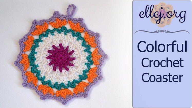 Colorful Crochet Coaster ○ Free Step by Step Crochet Tutorial