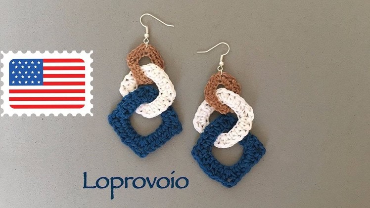 Crochet earrings - interlock square