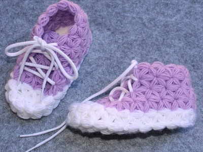 Crochet Slippers for Children - Triangle Star Stitch - Puffed Star Stich - Part 1 (without Sole)