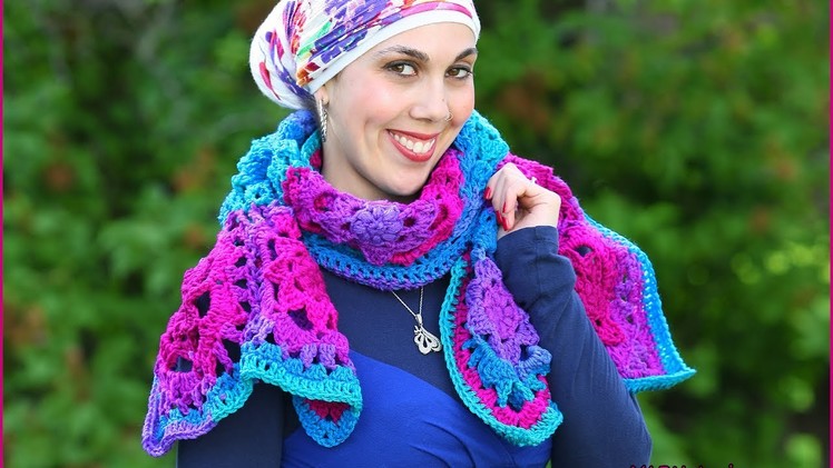 Crochet Tutorial: Jewel-Tone Lotus Wrap