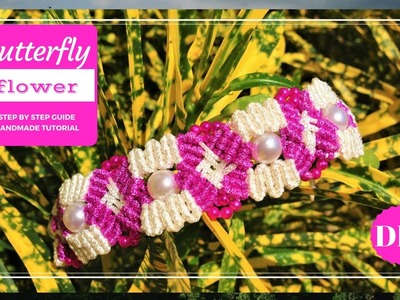 DIY Macrame bracelet tutorial -  Butterfly Flower armband with Beads step by step  guide by TITA