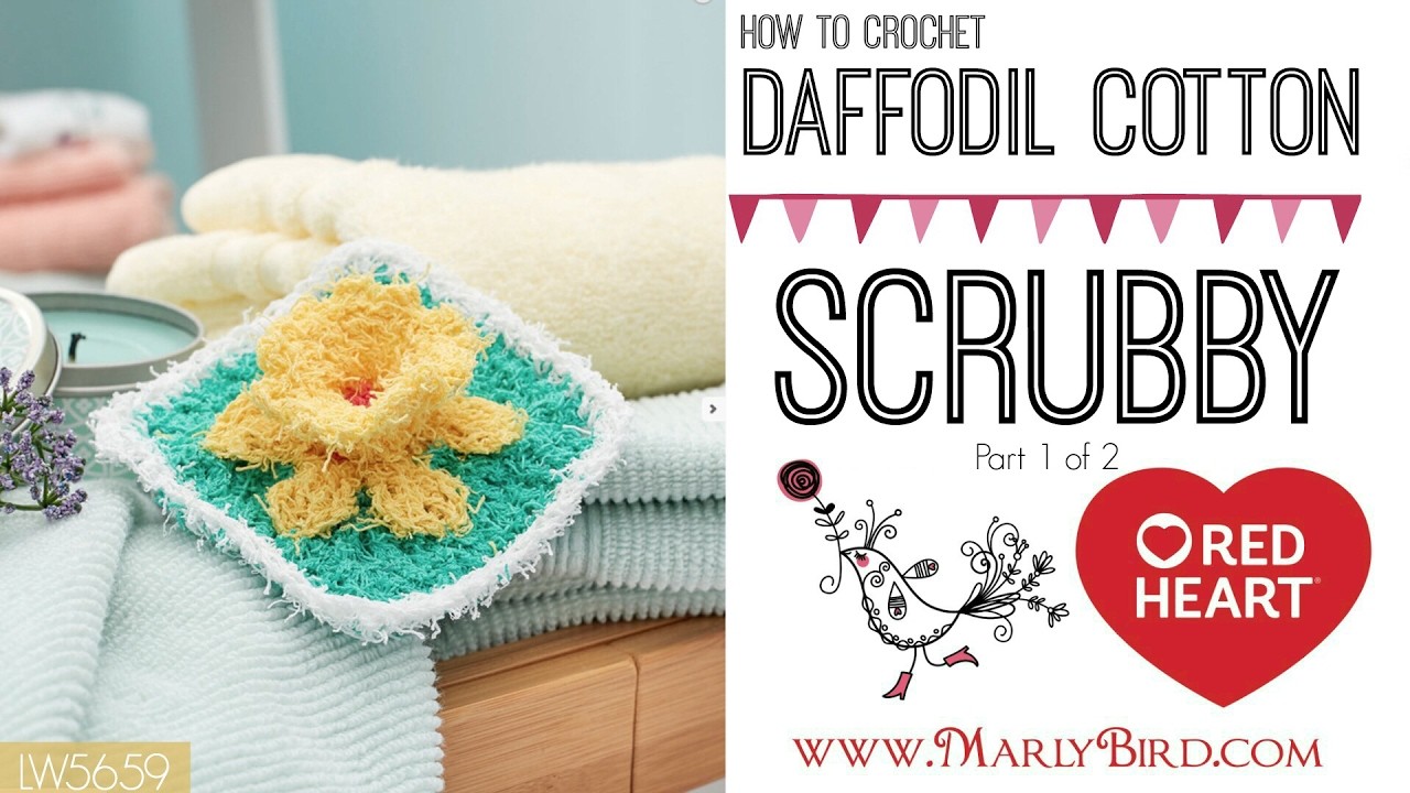 How to Crochet Daffodil Cotton Scrubby Part 1 of 2