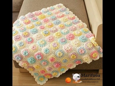 How to crochet flower afghan blanket free easy pattern tutorial for begginer