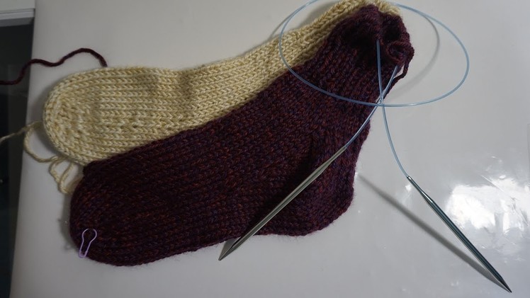 How to knit socks two at once toe up Part 7 leg and cast off