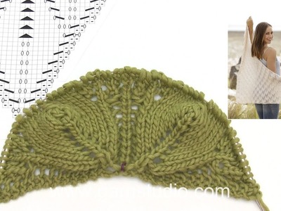How to knit the shawl with leaf pattern in DROPS 176-21