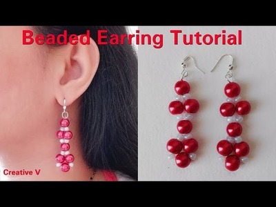 How to Make Beaded Earring.Tutorial. Design 2