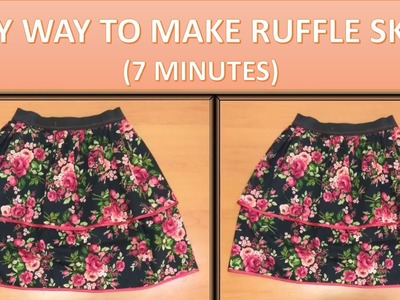 How to make pattern and to sew a layered ruffle skirt with elastic waist