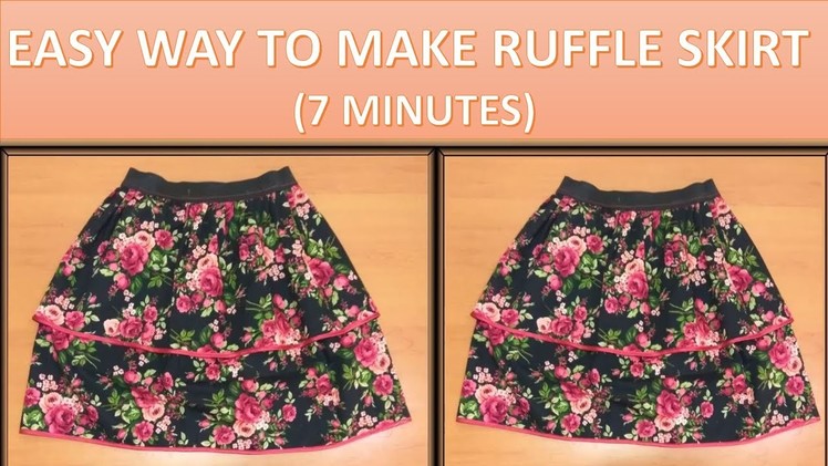How to make pattern and to sew a layered ruffle skirt with elastic waist