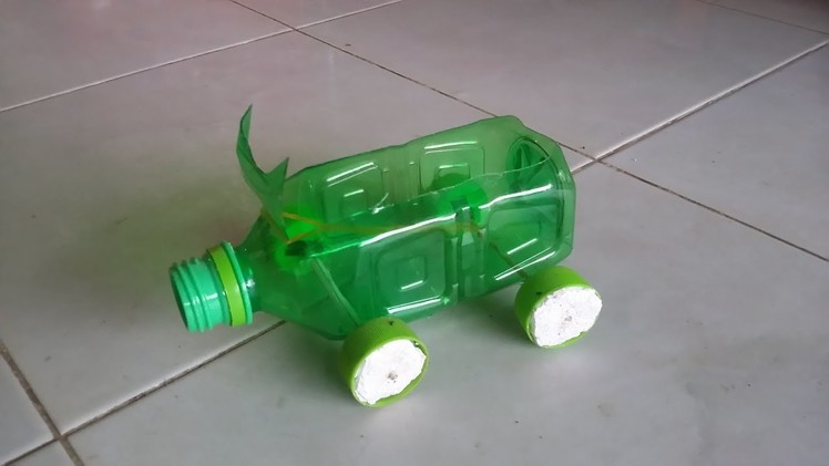 How to make Rubber Band powered car with Plastic bottle - Homemad by TGKH