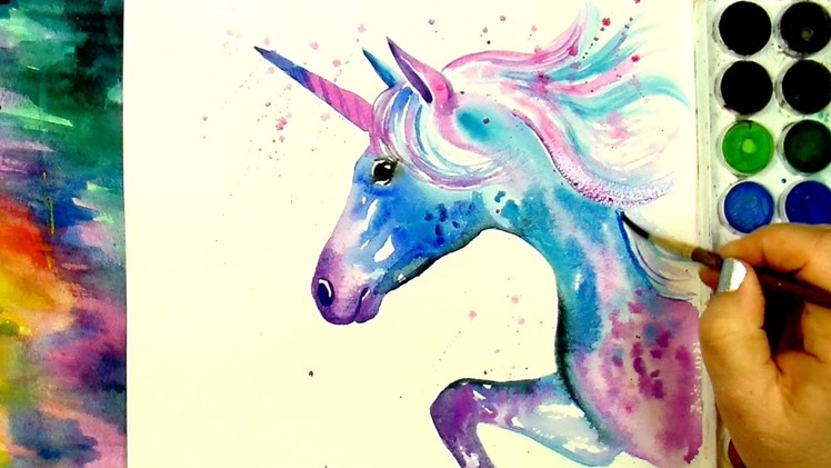 Learn How to Paint And Color "A Beautiful Unicorn" - A Watercolour Speed Painting Tutorial