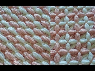 Non pom pom blanket - Diagonals with a two tone base.