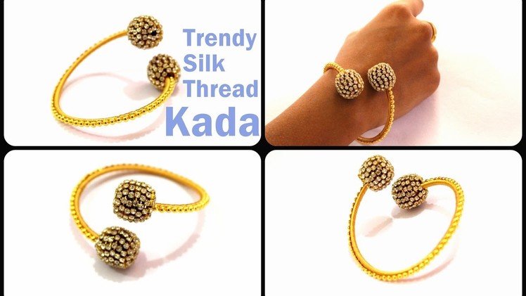 Silk Thread Jewellery | How to make a Trendy Silk Thread Kada using Stone Balls | knottythreadz.com