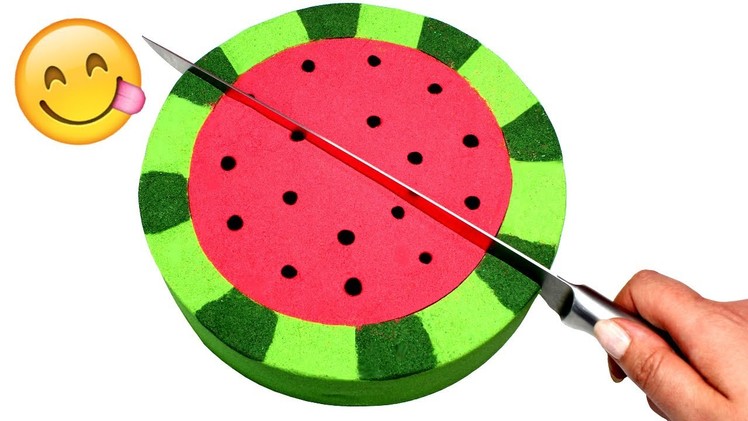 DIY How to make Kinetic Sand Watermelon Kinetic Sand Food Videos for Kids