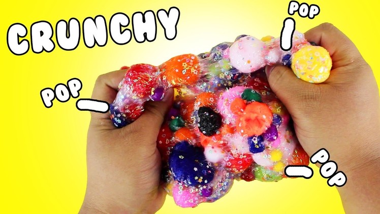 DIY | Pom Pom Crunchy Slime - HOW TO MAKE CRUNCHY SLIME!!!