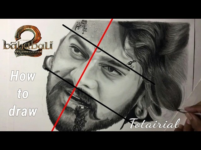 How to draw Baahubali (Prabhas) step by step tutorial for beginners