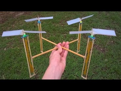 How to make a Rubber Band Powered Drone.(diy rubber band quad-copter)