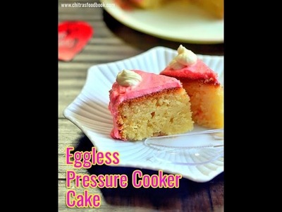 How to make cake in pressure cooker - Eggless Vanilla sponge cake in a pressure cooker