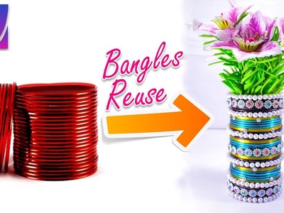 How to make flower vase from old waste bangles | Best out of waste | DIY | Artkala 200