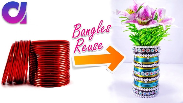 How to make flower vase from old waste bangles | Best out of waste | DIY | Artkala 200