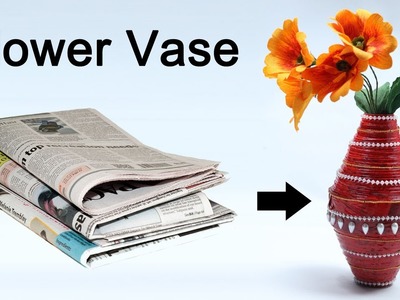 How to Make Flower Vase with Newspaper - Best out of Waste | By CraftingHours